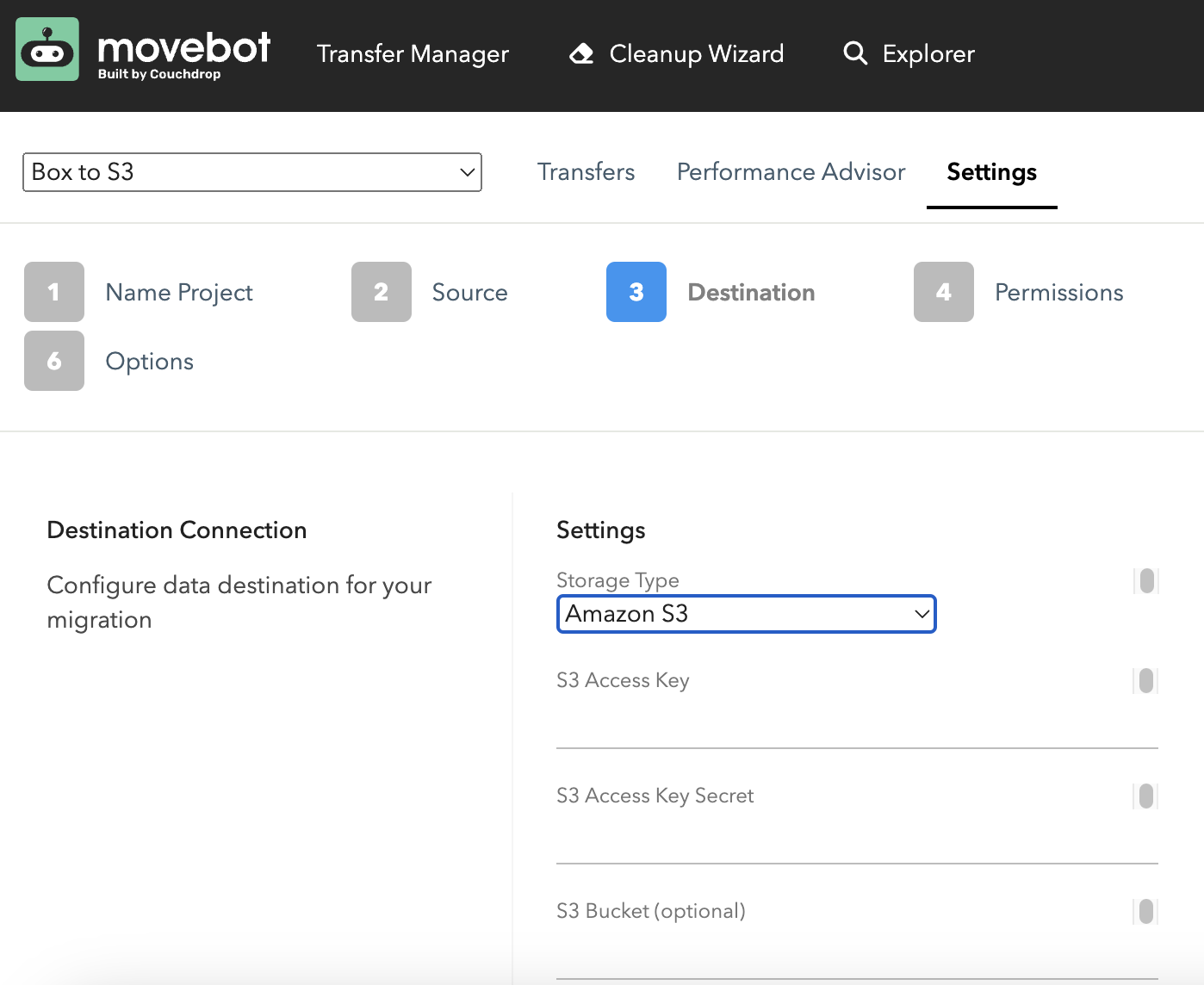 Box to Amazon S3 transfers | Movebot - Data Migration Tool