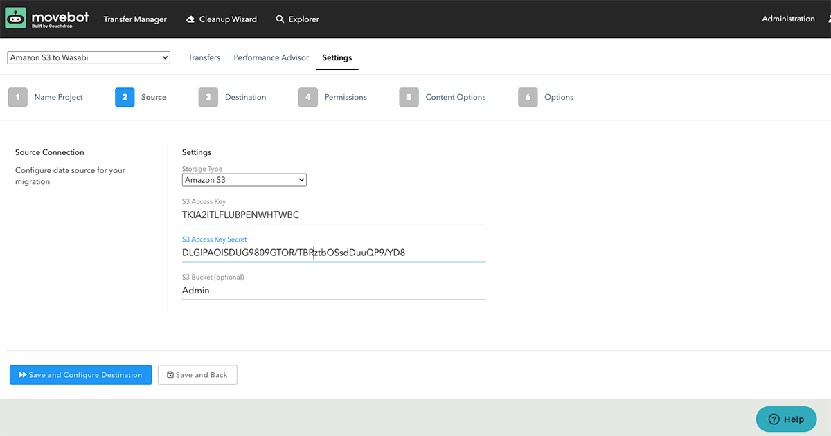 Replicate Amazon S3 to Wasabi | Movebot - Data Agility and Insights