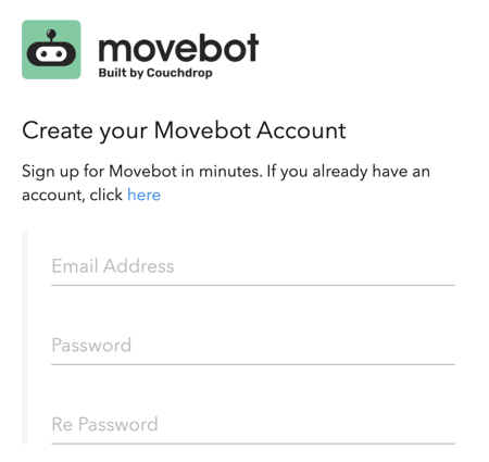 Movebot Sign up form