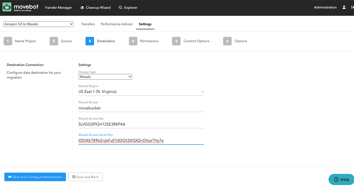 Replicate Amazon S3 to Wasabi | Movebot - Data Agility and Insights