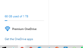 Image of OneDrive displaying how much data it is storing